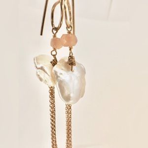 Celestial Whisper Keshi Pearl Dangle Earrings
